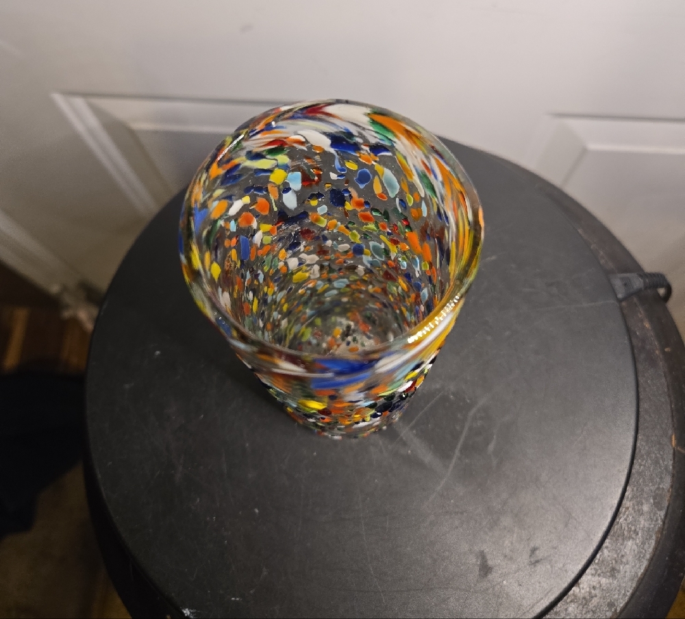 Colorful Multicolor Hand Blown Glass Vase - Picture 5 of 9
